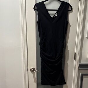 James Perse Black V-Neck Midi Dress